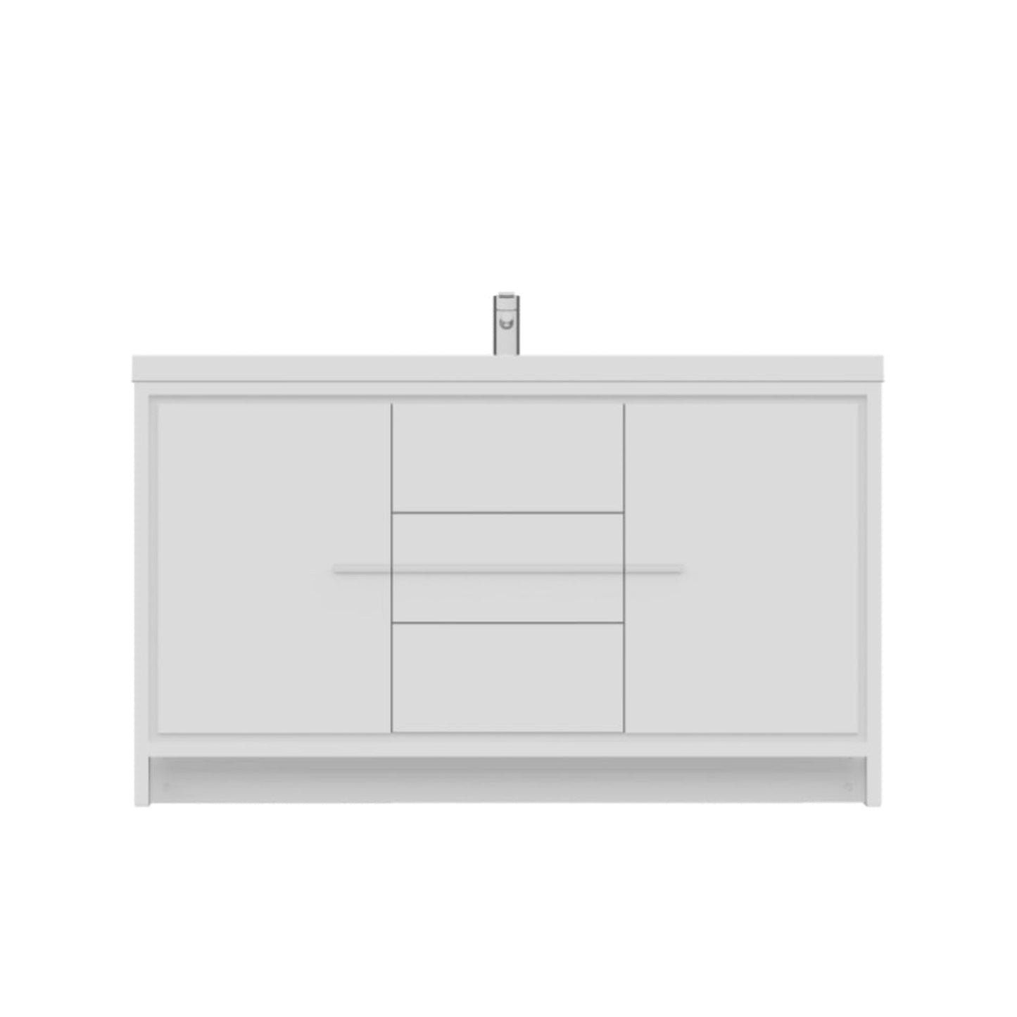Alya Bath Sortino 60" Single White Modern Freestanding  Bathroom Vanity With Acrylic Top and Integrated Sink - AB-MD660S-W