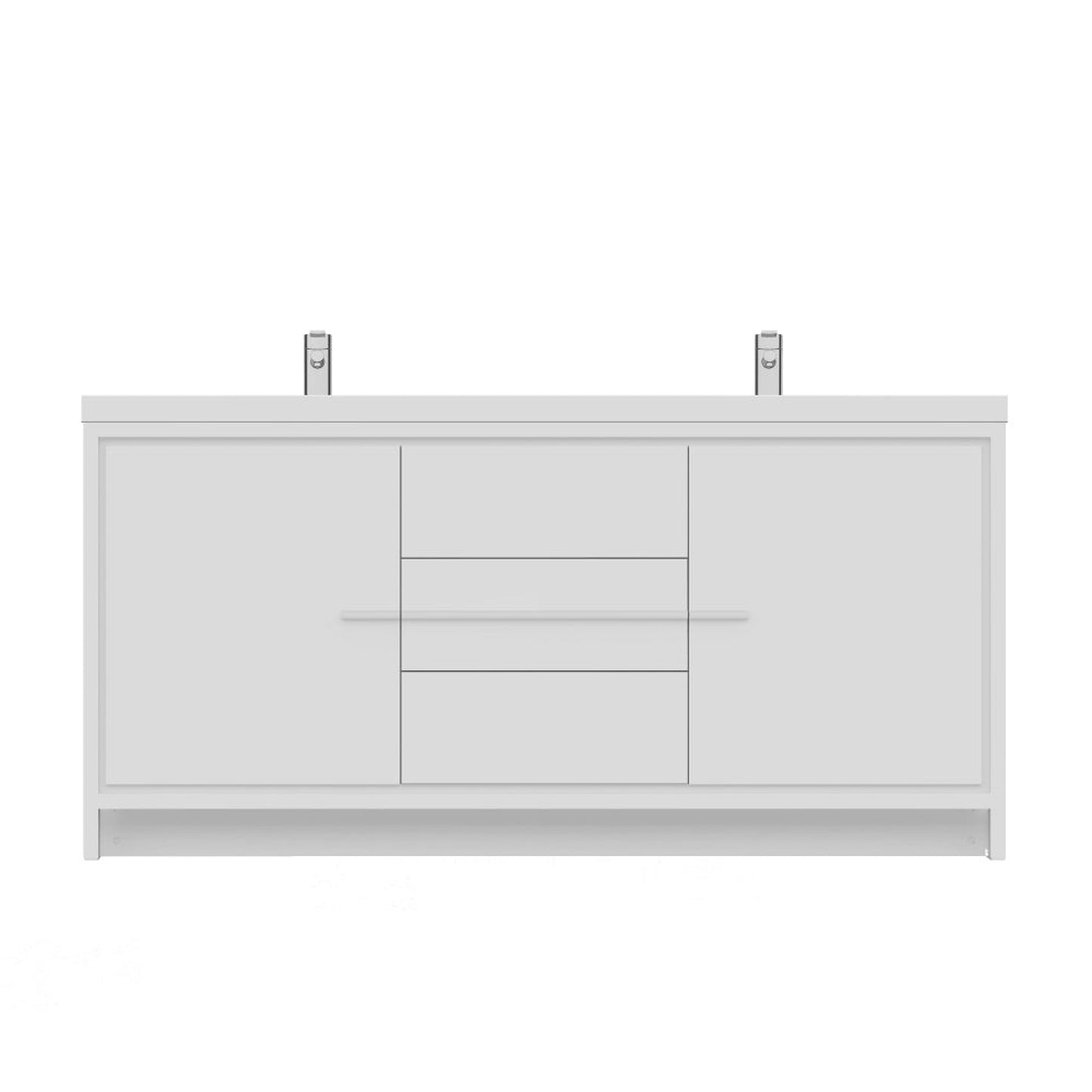 Alya Bath Sortino 72"  Double White Modern Freestanding  Bathroom Vanity With Acrylic Top and Integrated Sink - AB-MD672-W