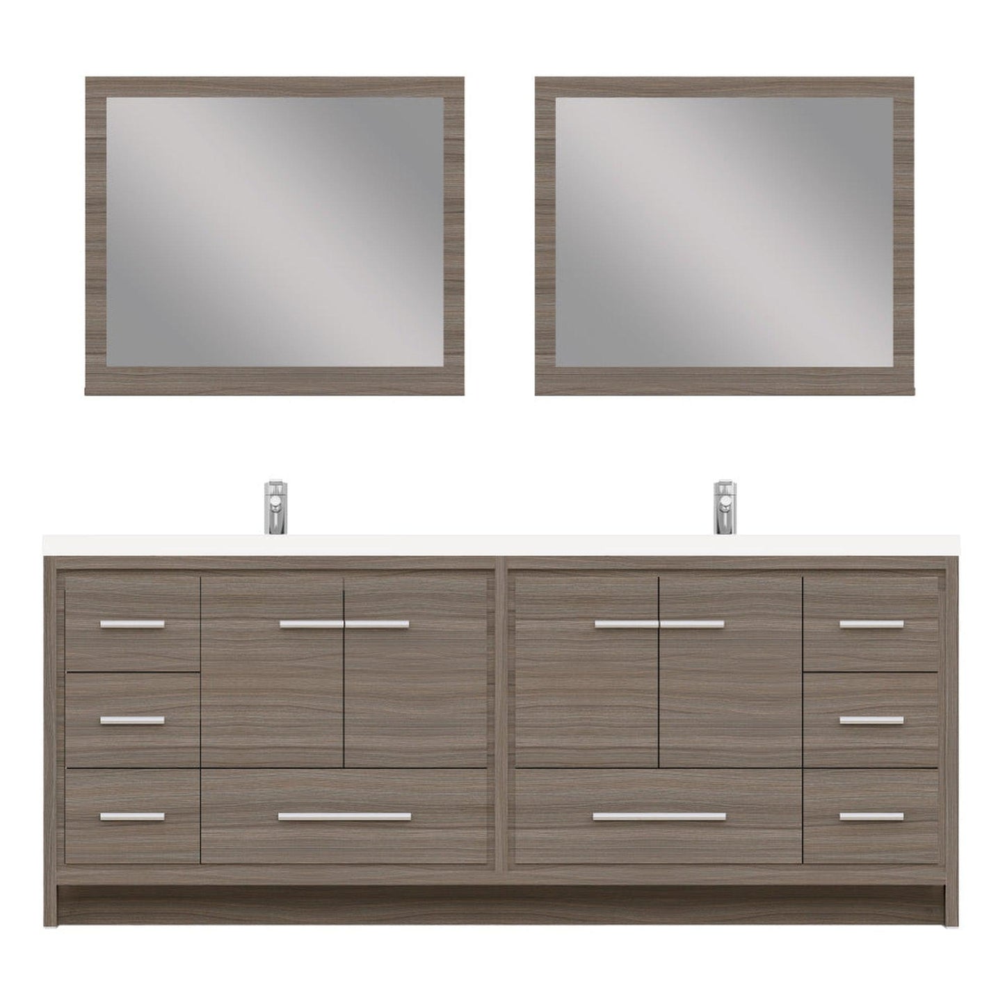 Alya Bath Sortino 84" Double Gray Modern Freestanding  Bathroom Vanity With Acrylic Top and Integrated  Sink - AB-MD684-G