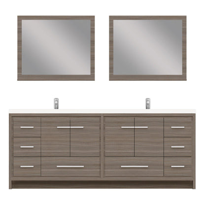 Alya Bath Sortino 84" Double Gray Modern Freestanding  Bathroom Vanity With Acrylic Top and Integrated  Sink - AB-MD684-G