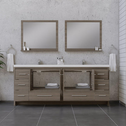 Alya Bath Sortino 84" Double Gray Modern Freestanding  Bathroom Vanity With Acrylic Top and Integrated  Sink - AB-MD684-G