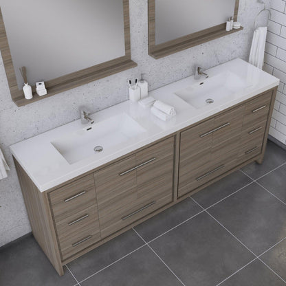 Alya Bath Sortino 84" Double Gray Modern Freestanding  Bathroom Vanity With Acrylic Top and Integrated  Sink - AB-MD684-G