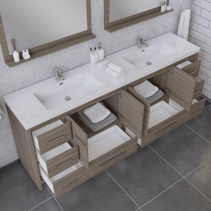 Alya Bath Sortino 84" Double Gray Modern Freestanding  Bathroom Vanity With Acrylic Top and Integrated  Sink - AB-MD684-G