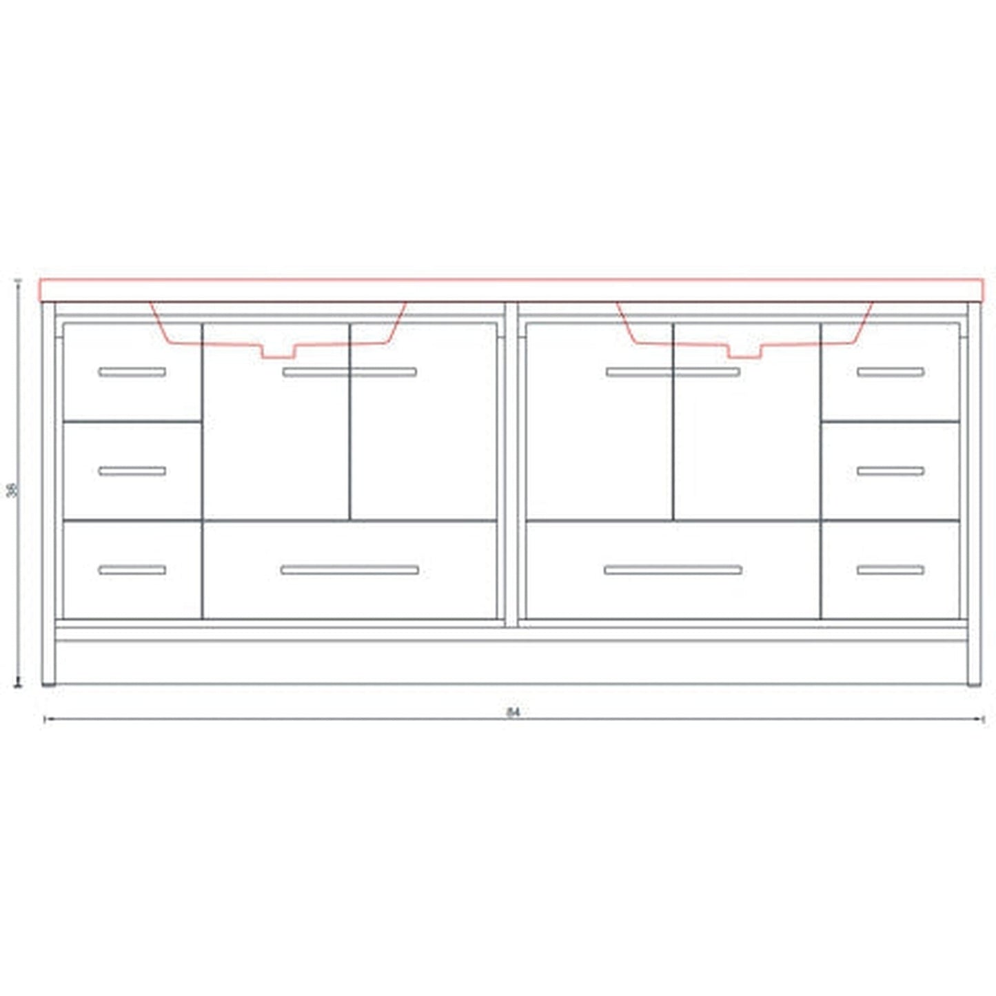 Alya Bath Sortino 84" Double Gray Modern Freestanding  Bathroom Vanity With Acrylic Top and Integrated  Sink - AB-MD684-G