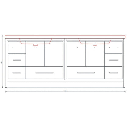 Alya Bath Sortino 84" Double Gray Modern Freestanding  Bathroom Vanity With Acrylic Top and Integrated  Sink - AB-MD684-G