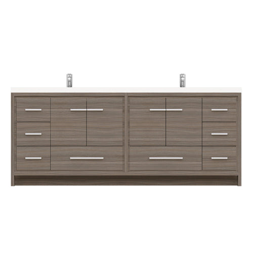 Alya Bath Sortino 84" Double Gray Modern Freestanding  Bathroom Vanity With Acrylic Top and Integrated  Sink - AB-MD684-G