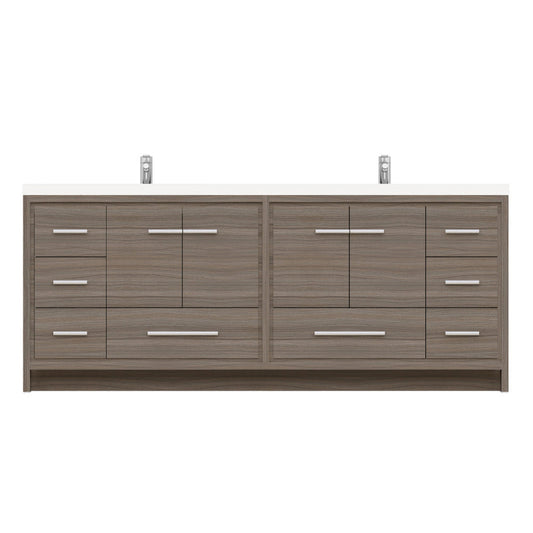 Alya Bath Sortino 84" Double Gray Modern Freestanding  Bathroom Vanity With Acrylic Top and Integrated  Sink - AB-MD684-G