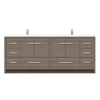 Alya Bath Sortino 84" Double Gray Modern Freestanding  Bathroom Vanity With Acrylic Top and Integrated  Sink - AB-MD684-G
