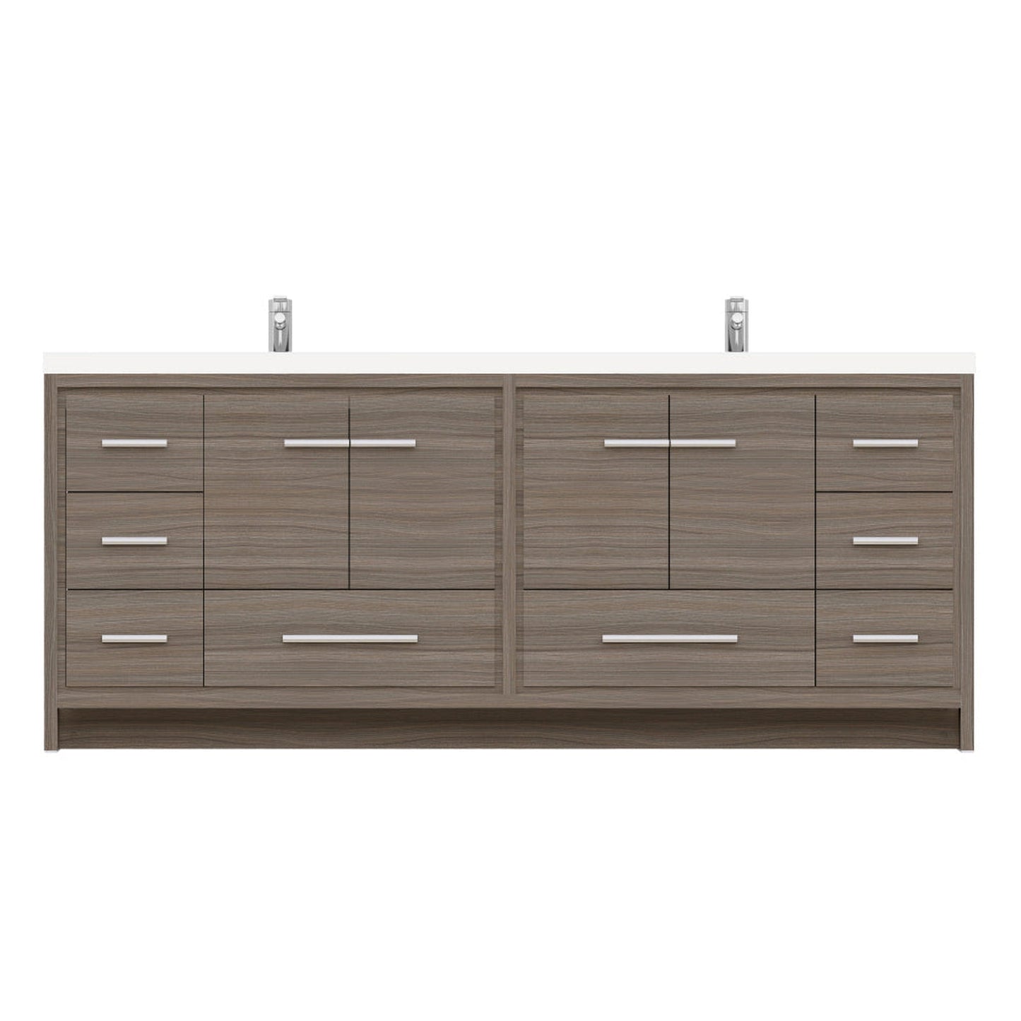 Alya Bath Sortino 84" Double Gray Modern Freestanding  Bathroom Vanity With Acrylic Top and Integrated  Sink - AB-MD684-G