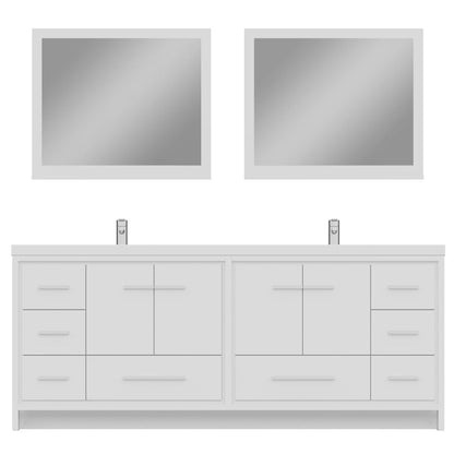 Alya Bath Sortino 84" Double White Modern Freestanding  Bathroom Vanity With Acrylic Top and Integrated Sink - AB-MD684-W