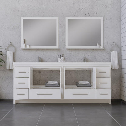 Alya Bath Sortino 84" Double White Modern Freestanding  Bathroom Vanity With Acrylic Top and Integrated Sink - AB-MD684-W