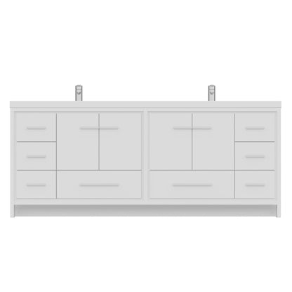 Alya Bath Sortino 84" Double White Modern Freestanding  Bathroom Vanity With Acrylic Top and Integrated Sink - AB-MD684-W