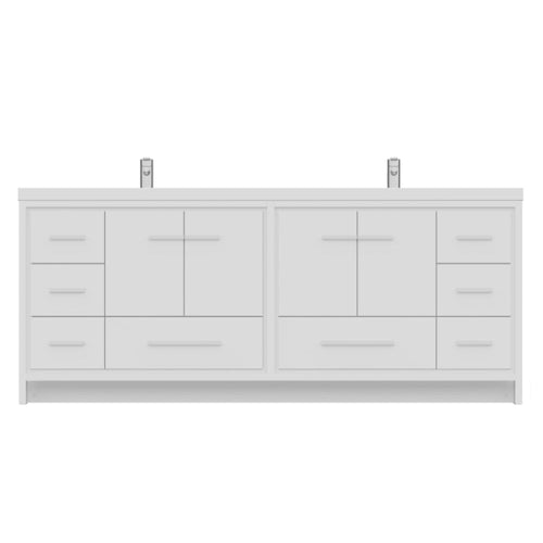 Alya Bath Sortino 84" Double White Modern Freestanding  Bathroom Vanity With Acrylic Top and Integrated Sink - AB-MD684-W