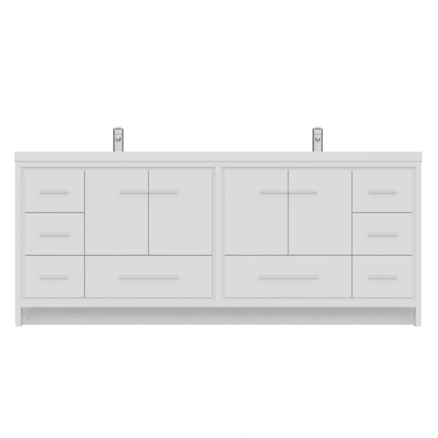 Alya Bath Sortino 84" Double White Modern Freestanding  Bathroom Vanity With Acrylic Top and Integrated Sink - AB-MD684-W