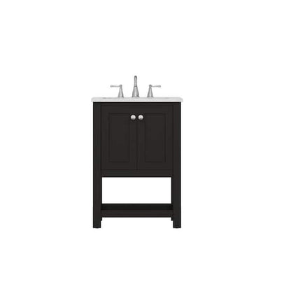 Alya Bath Wilmington 24" Single Espresso Freestanding Single Bathroom Vanity With Carrara Marble Top, Ceramic Sink and Wall Mounted Mirror - HE-102-24-E-CWMT+HE-101/102-24-E-M