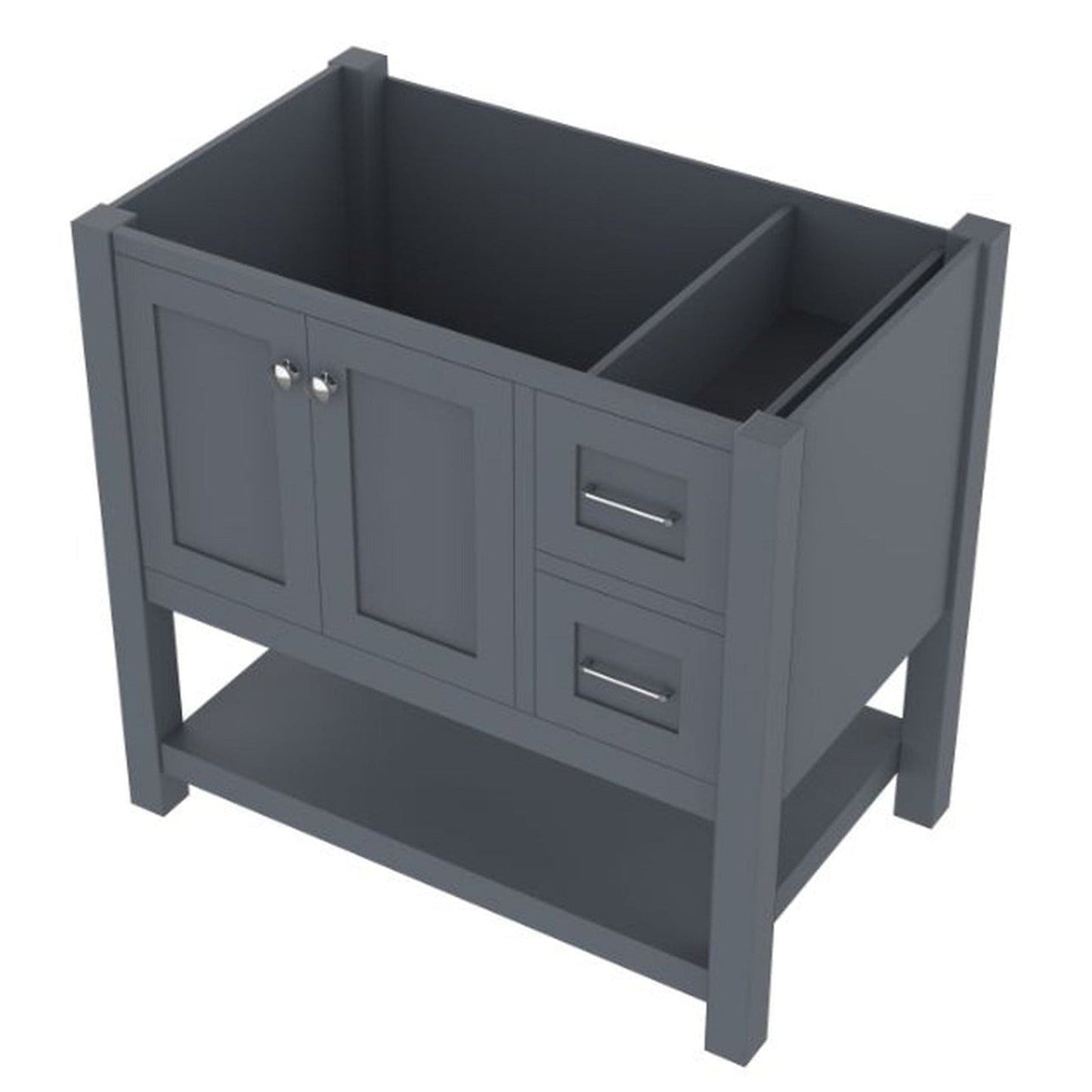 Alya Bath Wilmington 36" Single Gray Freestanding Bathroom Vanity With Brushed Nickel Edge Handles - HE-102-36-G