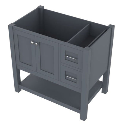 Alya Bath Wilmington 36" Single Gray Freestanding Bathroom Vanity With Brushed Nickel Edge Handles - HE-102-36-G