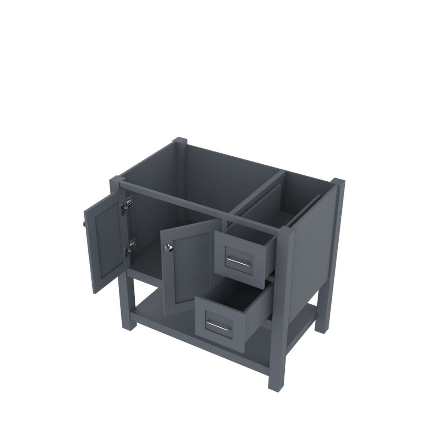 Alya Bath Wilmington 36" Single Gray Freestanding Bathroom Vanity With Brushed Nickel Edge Handles - HE-102-36-G