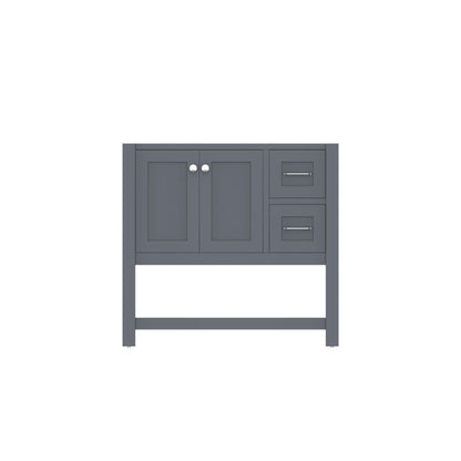 Alya Bath Wilmington 36" Single Gray Freestanding Bathroom Vanity With Brushed Nickel Edge Handles - HE-102-36-G