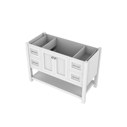 Alya Bath Wilmington 48" Single White Freestanding Bathroom Vanity With Brushed Nickel Edge Handles - HE-102-48-W