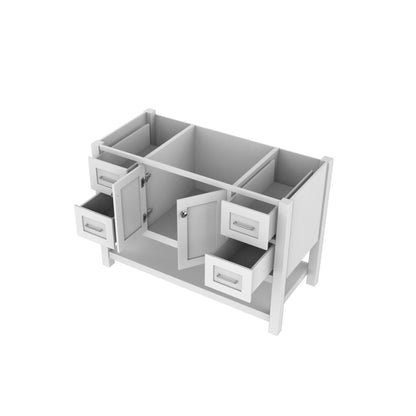 Alya Bath Wilmington 48" Single White Freestanding Bathroom Vanity With Brushed Nickel Edge Handles - HE-102-48-W