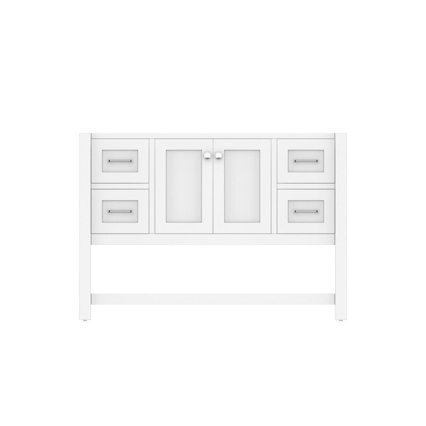 Alya Bath Wilmington 48" Single White Freestanding Bathroom Vanity With Brushed Nickel Edge Handles - HE-102-48-W