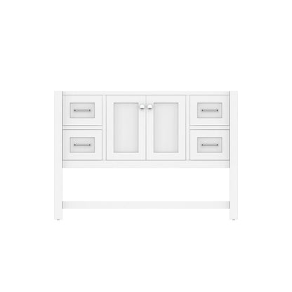 Alya Bath Wilmington 48" Single White Freestanding Bathroom Vanity With Brushed Nickel Edge Handles - HE-102-48-W