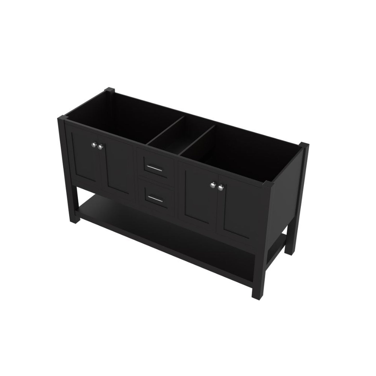Alya Bath Wilmington 60" Double Espresso Freestanding  Bathroom Vanity  With Brushed Nickel Edge Handles - HE-102-60D-E