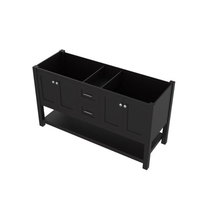 Alya Bath Wilmington 60" Double Espresso Freestanding  Bathroom Vanity  With Brushed Nickel Edge Handles - HE-102-60D-E