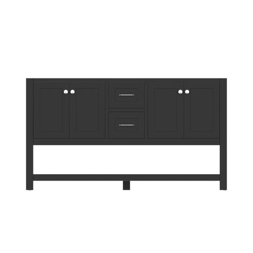 Alya Bath Wilmington 60" Double Espresso Freestanding  Bathroom Vanity  With Brushed Nickel Edge Handles - HE-102-60D-E