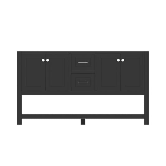 Alya Bath Wilmington 60" Double Espresso Freestanding  Bathroom Vanity  With Brushed Nickel Edge Handles - HE-102-60D-E