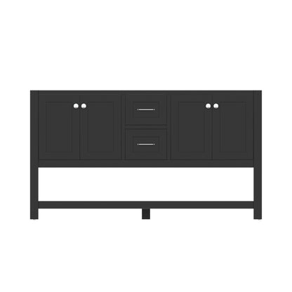 Alya Bath Wilmington 60" Double Espresso Freestanding  Bathroom Vanity  With Brushed Nickel Edge Handles - HE-102-60D-E