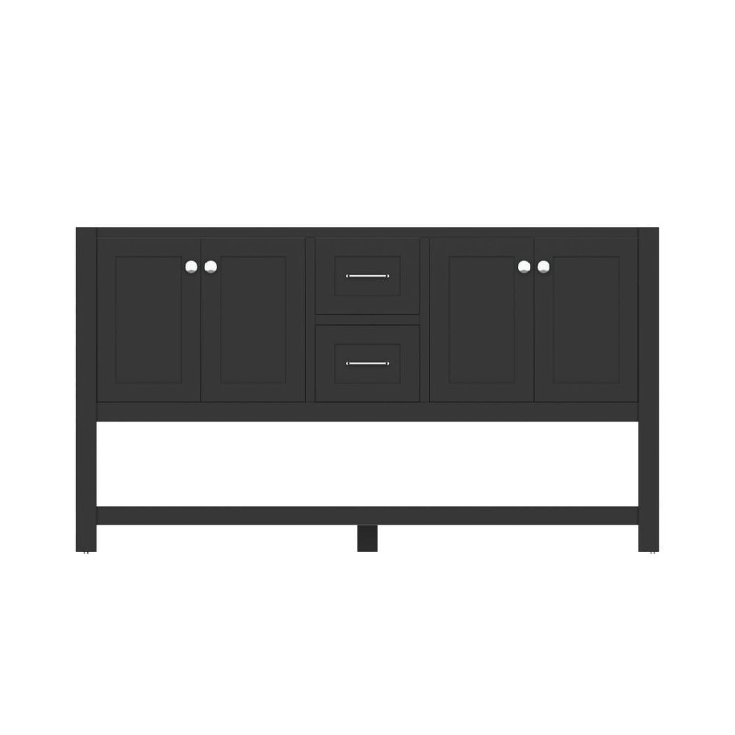 Alya Bath Wilmington 60" Double Espresso Freestanding  Bathroom Vanity  With Brushed Nickel Edge Handles - HE-102-60D-E