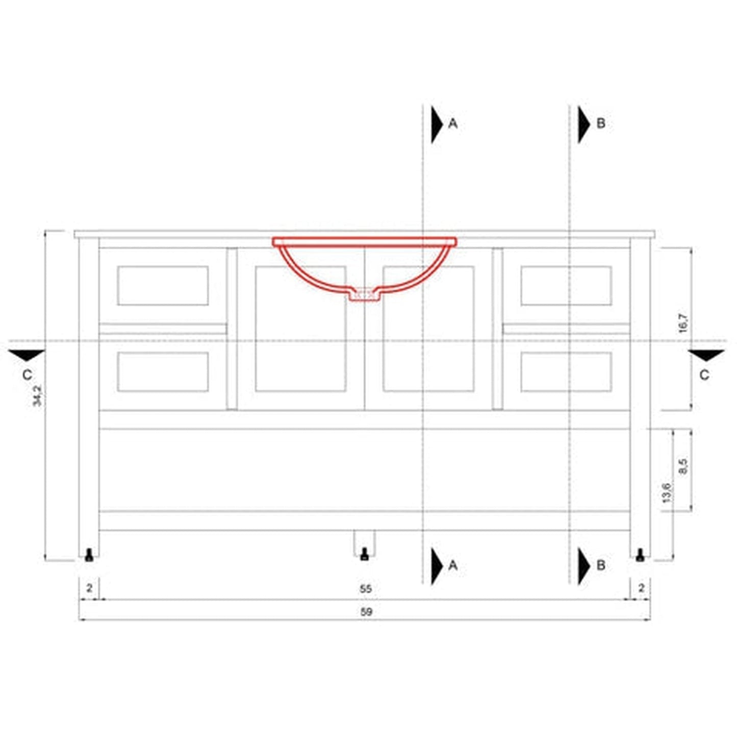 Alya Bath Wilmington 60" Single Espresso Freestanding  Bathroom Vanity With Carrara Marble Top, Ceramic Sink and Wall Mounted Mirror - HE-102-60S-E-CWMT+AT-48-M-B