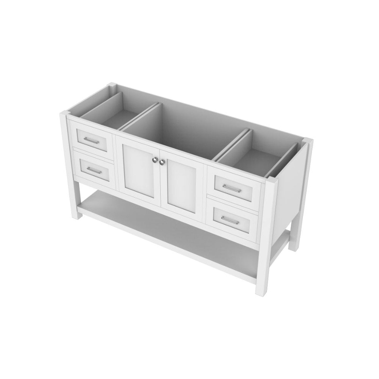 Alya Bath Wilmington 60" Single White Freestanding  Bathroom Vanity  With Brushed Nickel Edge Handles - HE-102-60S-W