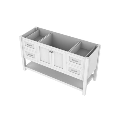 Alya Bath Wilmington 60" Single White Freestanding  Bathroom Vanity  With Brushed Nickel Edge Handles - HE-102-60S-W