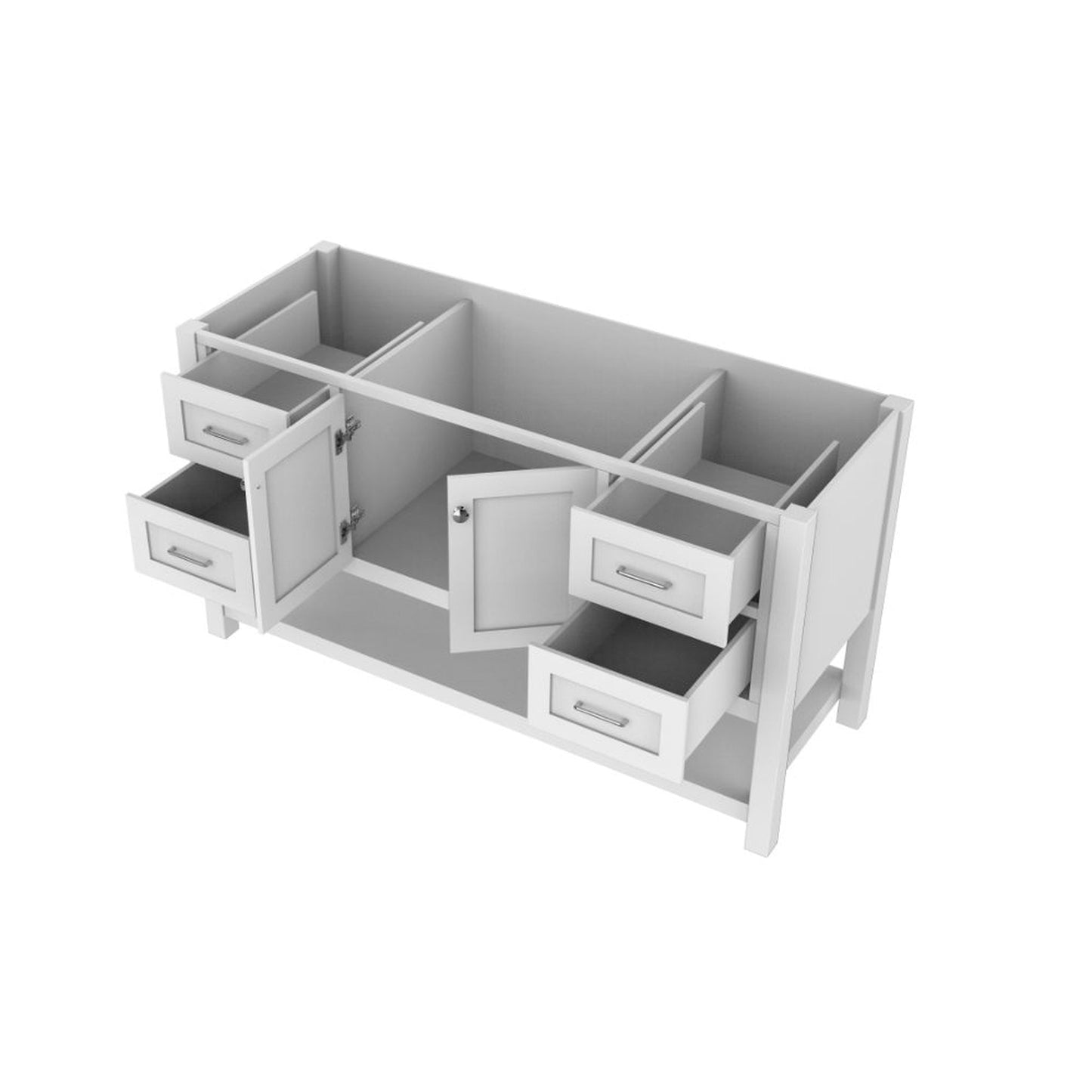 Alya Bath Wilmington 60" Single White Freestanding  Bathroom Vanity  With Brushed Nickel Edge Handles - HE-102-60S-W