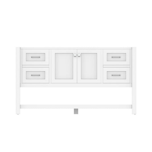 Alya Bath Wilmington 60" Single White Freestanding  Bathroom Vanity  With Brushed Nickel Edge Handles - HE-102-60S-W