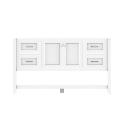 Alya Bath Wilmington 60" Single White Freestanding  Bathroom Vanity  With Brushed Nickel Edge Handles - HE-102-60S-W