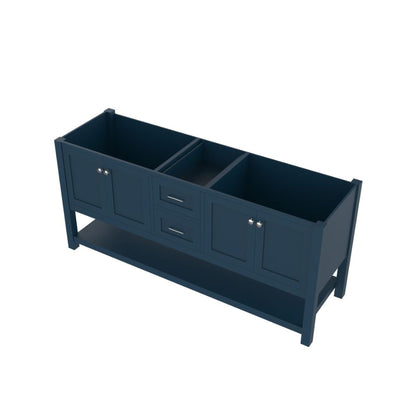 Alya Bath Wilmington 72" Double Blue Freestanding  Bathroom Vanity  With Brushed Nickel Edge Handles - HE-102-72D-B