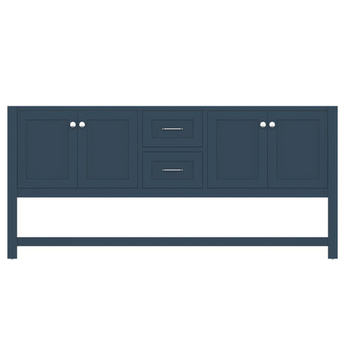 Alya Bath Wilmington 72" Double Blue Freestanding  Bathroom Vanity  With Brushed Nickel Edge Handles - HE-102-72D-B