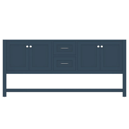 Alya Bath Wilmington 72" Double Blue Freestanding  Bathroom Vanity  With Brushed Nickel Edge Handles - HE-102-72D-B