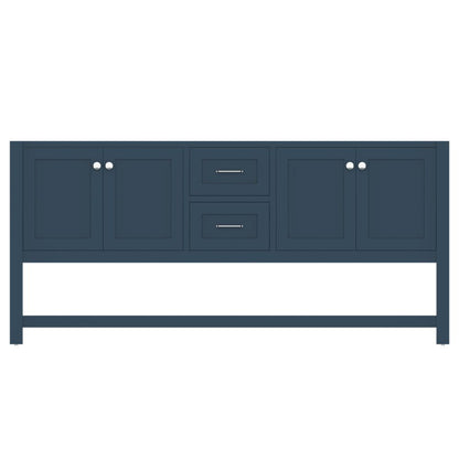 Alya Bath Wilmington 72" Double Blue Freestanding  Bathroom Vanity  With Brushed Nickel Edge Handles - HE-102-72D-B