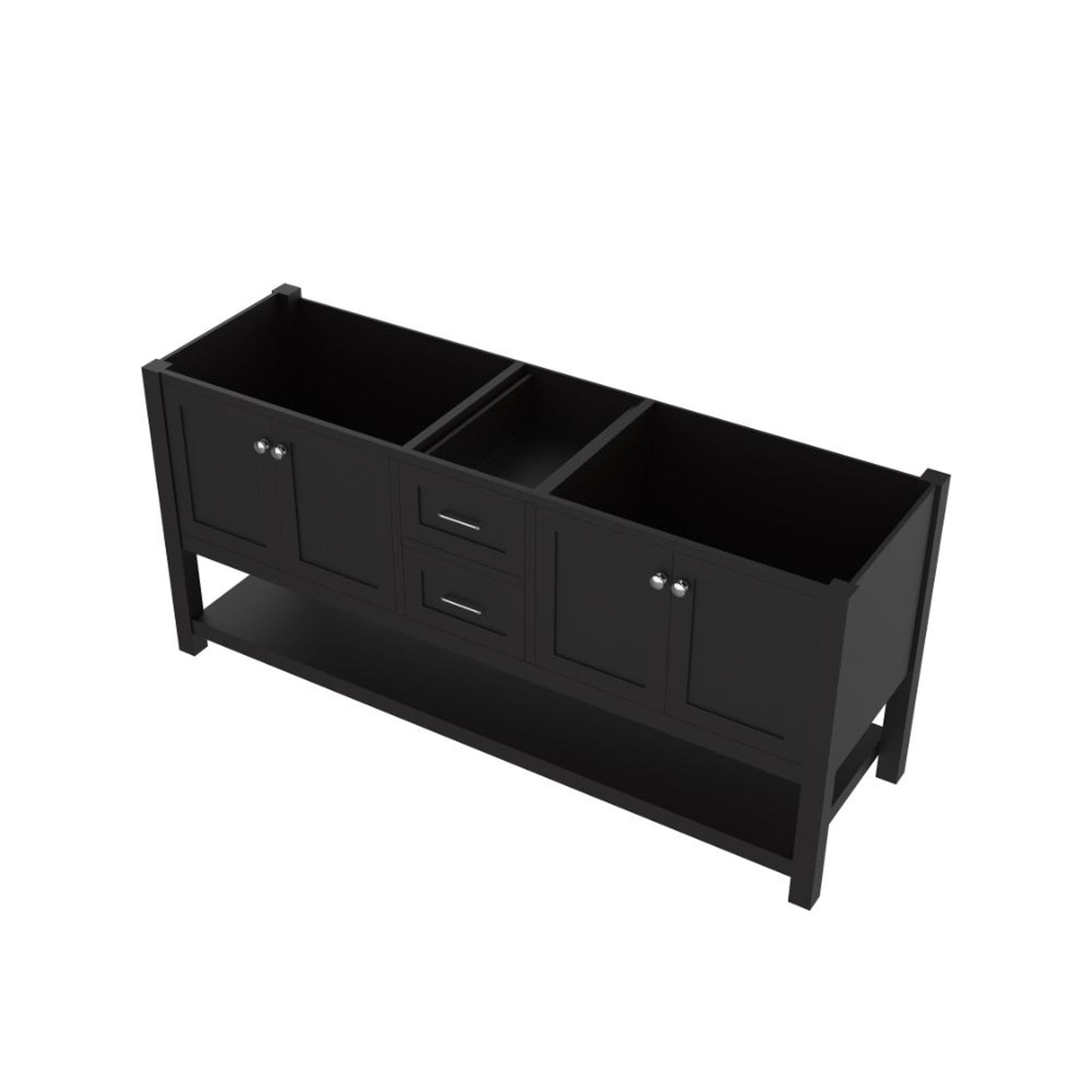 Alya Bath Wilmington 72" Double Espresso Freestanding  Bathroom Vanity  With Brushed Nickel Edge Handles - HE-102-72D-E