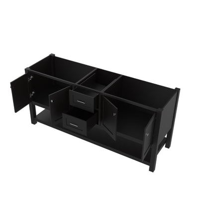Alya Bath Wilmington 72" Double Espresso Freestanding  Bathroom Vanity  With Brushed Nickel Edge Handles - HE-102-72D-E