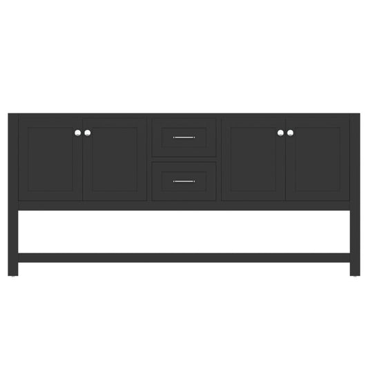 Alya Bath Wilmington 72" Double Espresso Freestanding  Bathroom Vanity  With Brushed Nickel Edge Handles - HE-102-72D-E