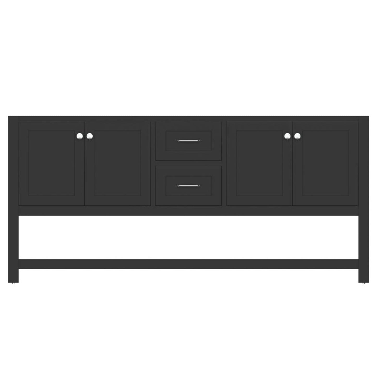 Alya Bath Wilmington 72" Double Espresso Freestanding  Bathroom Vanity  With Brushed Nickel Edge Handles - HE-102-72D-E