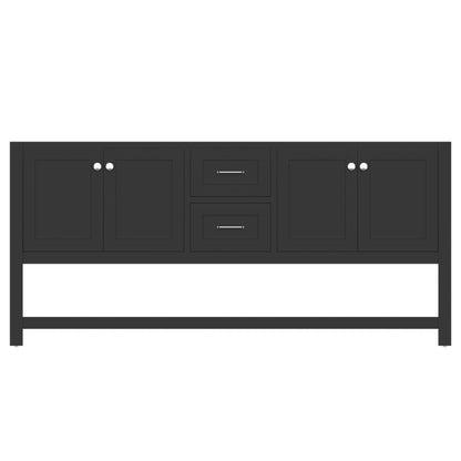 Alya Bath Wilmington 72" Double Espresso Freestanding  Bathroom Vanity  With Brushed Nickel Edge Handles - HE-102-72D-E