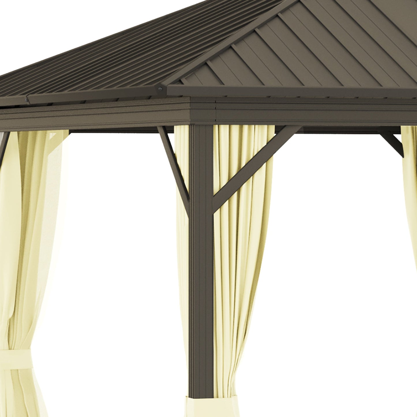 Outsunny 10' x 12' Hardtop Gazebo with Aluminum Frame, Curtains & Netting in Cream - 84C-095V01CW