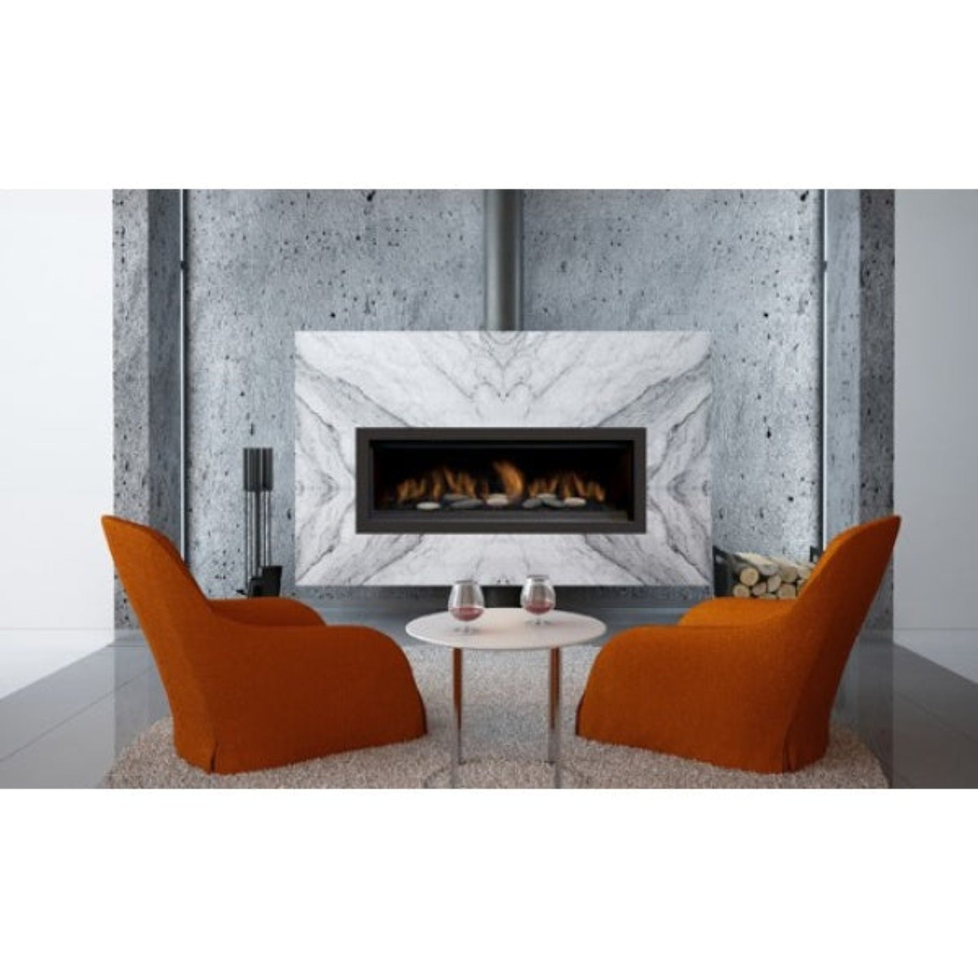 Sierra Flame" Natural Gas or Liquid Propane Direct Vent Linear Fireplace - AUSTIN-65G-NG-DELUXE
